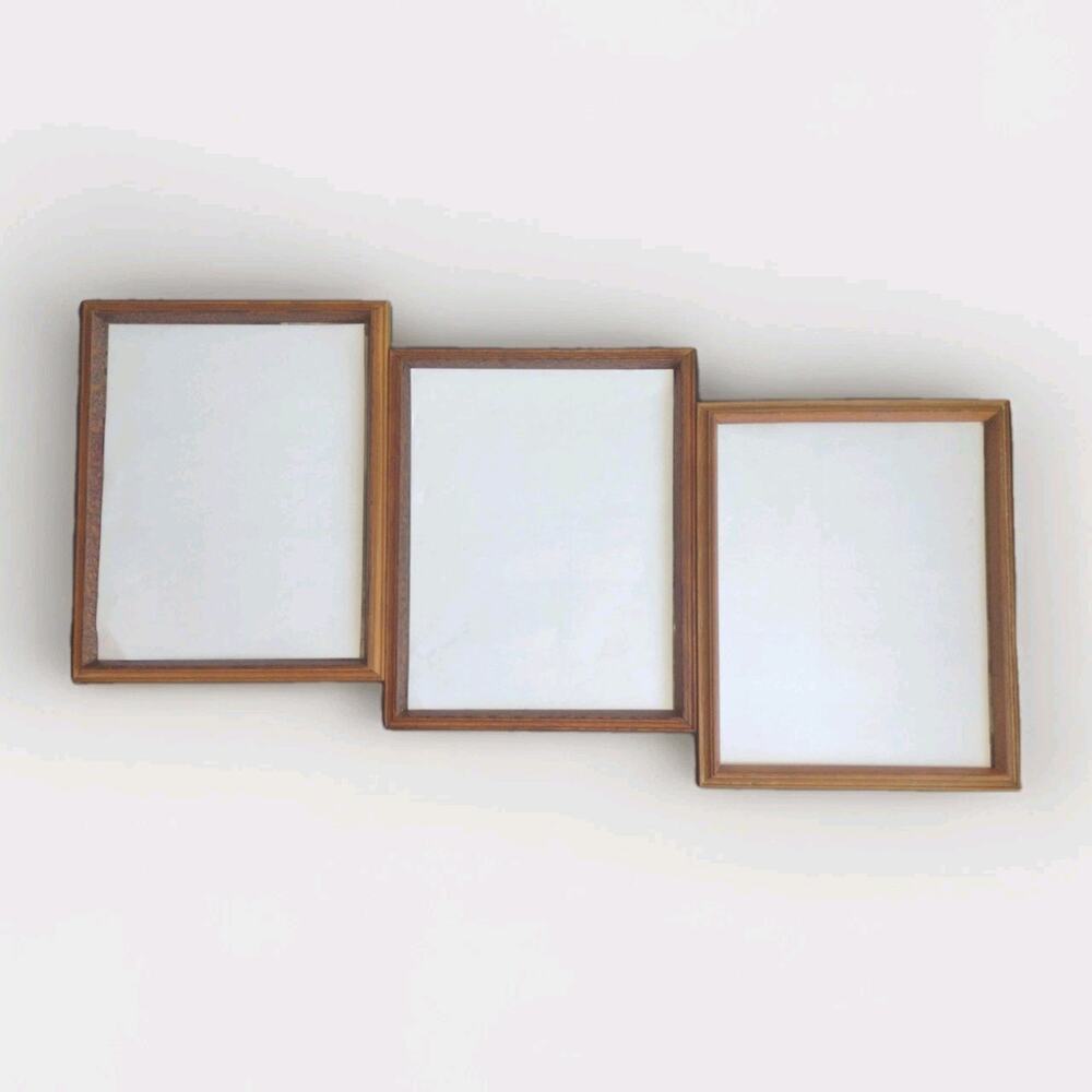 Vintage Wooden Art Frames, Set Of Three 15x11" Traditional Farmhouse Cottage